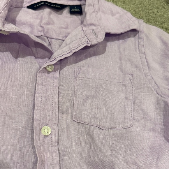 Janie and Jack Linen Lavender Button-Down Shirt - Picture 4 of 5